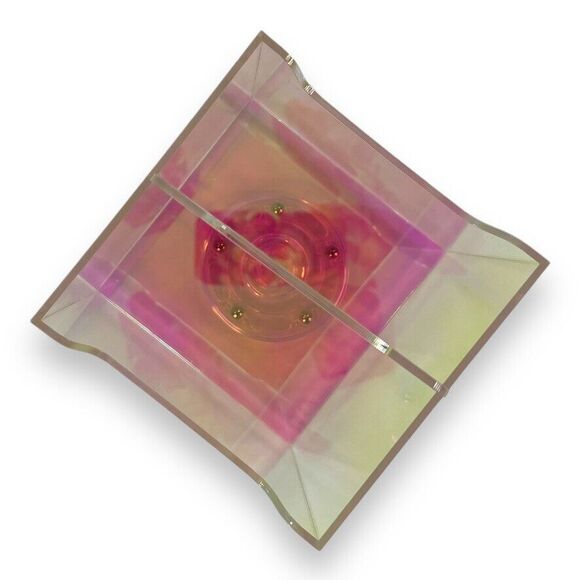 Clear Iridescent Rotating Desk Organizer Pen, Brush, Makeup, Remote Holder 5x5" - Picture 12 of 16